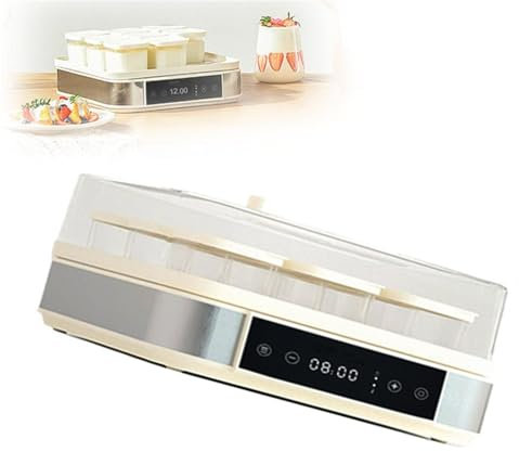 YLANMEI Yogurtera automática Digital con 9 tarros de Cristal (52 onzas Cada Tarro), Pantalla LCD con Control de Temperatura Constante, diseño de Acero Inoxidable para Uso doméstico