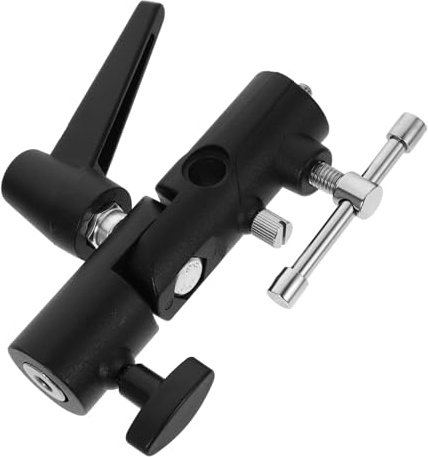 Holibanna Soporte para Flash H Tipo Metal Accesorios de Fotografía Diseño Compacto Adaptador Giratorio para y Paraguas Alta Durabilidad Color Negro
