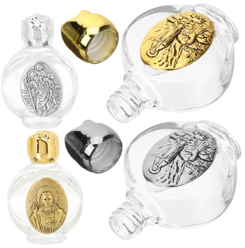 Set di 4 bottiglie d'acqua sacra in vetro vintage, ricaricabili, dispenser per profumo, portatili, bomboniere per matrimoni, colori assortiti