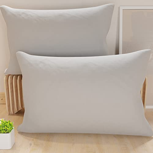 PETTI Artigiani Italiani - 2er-Set Kissenbezüge 50x30 cm aus Mikrofaser, Dekokissen-Bezüge für Schlafzimmer und Sofa, Set mit 2 Kissenhüllen, Einfarbiger Kissenbezug Grau, 100% Made in Italy