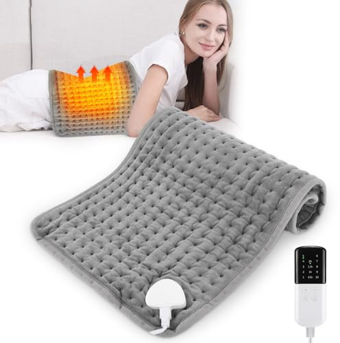 KIMIGO Coussin Chauffant,Couverture Chauffante pour Dos Cou,Épaules,Abdomen avec Contrôleur,avec arrêt automatique et 10 niveaux de température,minuterie à 4 niveaux-Lavable en Machine（30x60cm）
