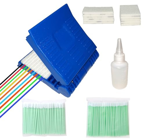 Fiber Optic Cleaning Clip Cable with Nano Cotton Pads - Multi-Core Wiping Tool for Coating Removal, Safe & Reusable with Storage Case