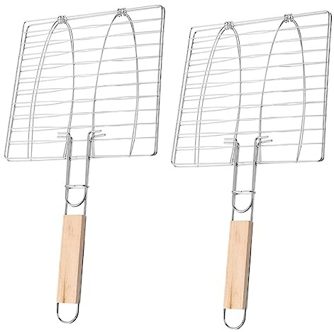 Milisten Panier à Poisson et Grille pour Barbecue 2 Pièces, Accessoire de Grillades Extérieur Portable, Grillage en Maille Anti-adhérent, Camping et Cuisson Uniforme des Aliments