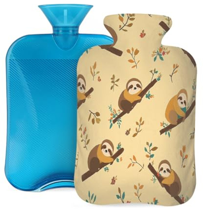 Entemne Wärmflasche mit Cartoon-Motiv, niedliches Faultier, mit Bezug, wiederverwendbare Therapie-Tasche zur Schmerzlinderung, Menstruationskrämpfe, Muskelkater, Winterwärme, Geschenk für den Winter