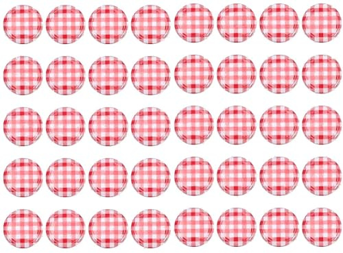 Regular Mouth Glass Mason Jar Lids 63mm Gingham Jam Jar Covers 40pcs Canning Jar Caps Screw Caps Lid Replacement Canning Equipment Kit