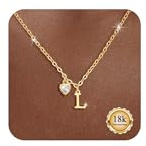 Maynor Gold Damen Buchstaben Kette mit 5A Zirkon Herz Anhänger–Initialen A-Z Halskette, 18K Vergoldet Personalisierte Namenskette Mode Schmuck Geschenk für Frauen Mädchen