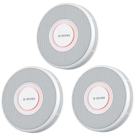 X-Sense Standalone Rauchmelder ohne App, ohne Basisstation, Nicht kompatibel mit SBS50, Deutscher Sprachalarm mit 17 Standortnamen, große Testtaste, kein Blinklicht im Standby, XS0B-SN, 3 Stück