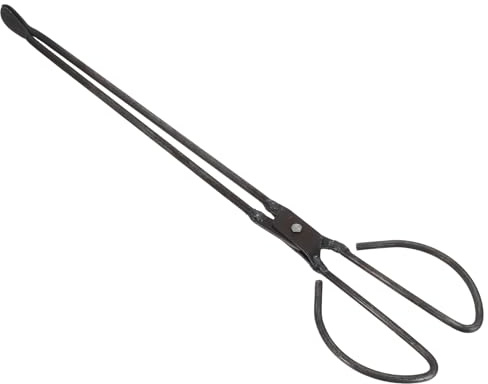 jojofuny Pinze per Legna in Acciaio Testa Piatta per Afferrare Fuoco Legna da Ardere Carbone Bricchette e Spazzatura Robuste e Resistenti