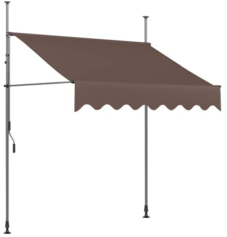 LIGUOYI Klemmmarkise Einziehbar Sonnenmarkise Mit Handkurbel Breite 150 250 350 400 Cm Höhenverstellbar Von 215 Bis 310 Cm UV-Schutz Wasserdicht Fallarmmarkise Ohne Bohren(Brown,300x120cm)