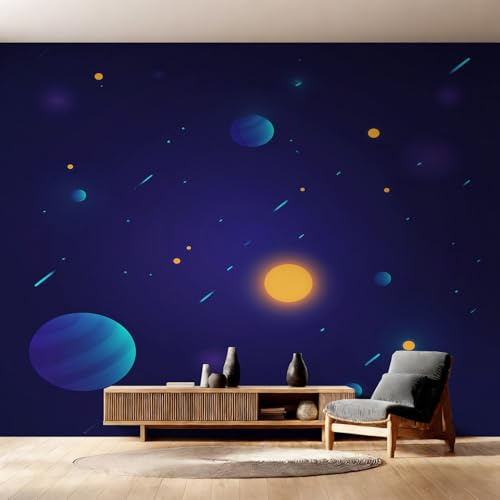 Genérico Papel Pintado Planetas, Papel Pintado pared Dormitorio Espacio Exterior Niños, Decoracion pared Salon, Fotomurales Tejido no Tejido, 250 x 175 cm K-MZ&5