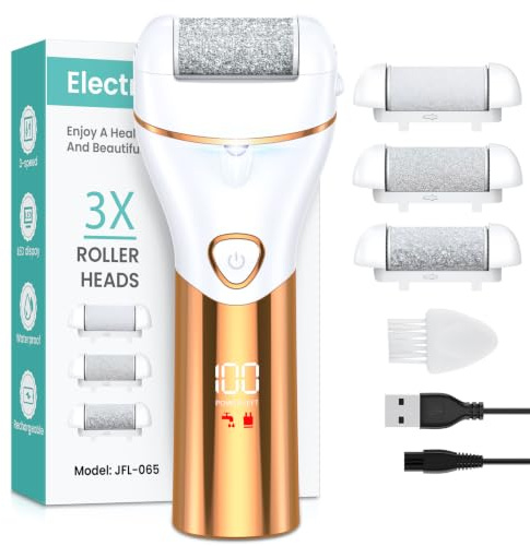 PALATALA Lima Electrica Pies Durezas, Pedicura Profesional Quita Durezas para Pies, Lima pies Electrica con 3 Cabezales, Limador de durezas pie Eliminar Electrico Recargable Removedor de Callos