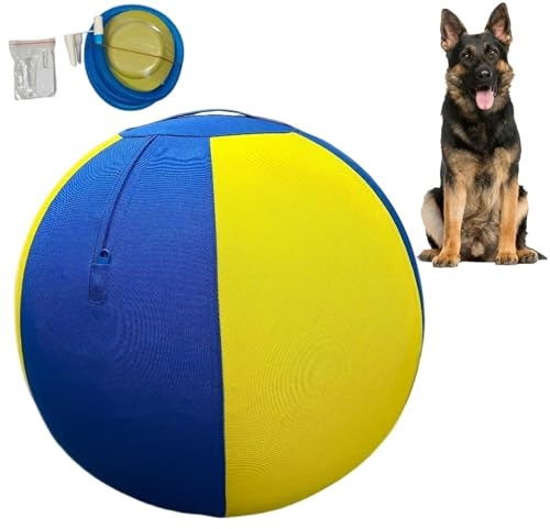 Sittbollar för hundar – 45 cm hundtränare utomhus | gigantisk lugnande jumboboll uppblåsbar gigantisk hundboll med handpump, för medelstora raser gräsmatta park lekplats vardagsrum kul