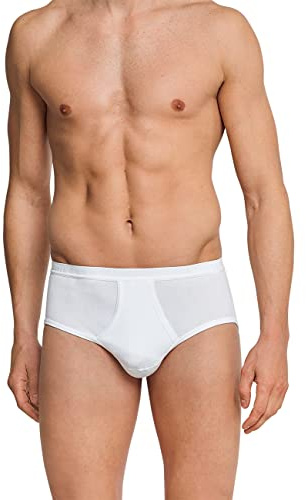 Schiesser Men's Sports Briefs with Fly - Original Fine Rib, Weiss_005128, Large