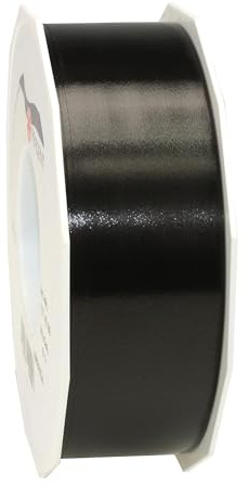 PRÄSENT C.E. PATTBERG Geschenkband schwarz, 91 Meter Ringelband 40 mm zum Basteln, Dekorieren & Verpacken von Geschenken zu jedem Anlass