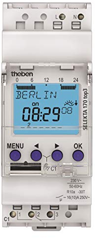 Theben 1700130 SELEKTA 170 top3-1-Kanal Astro-Zeitschaltuhr mit App-Programmierung, Zeitschalter