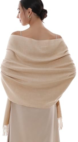 RIIQIICHY Winter Scarf for Women Beige Pashmina Shawls Wraps for Evening Dresses Large Warm Soft Scarves