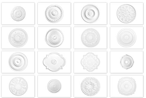 HEXIM Perfect rosette stucco - grand choix de rosettes de plafond en mousse dure de PU, robuste, élément décoratif (B3059 - Ø 522 mm) Lustre bordure médaillon décoration intérieure