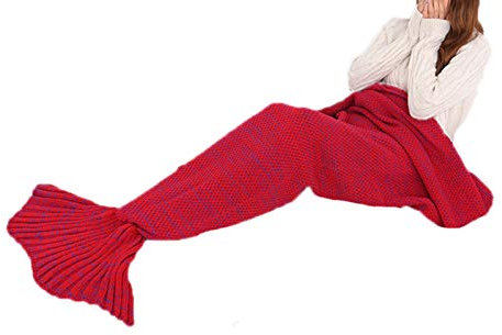 keepmore Meerjungfrau Decke Hand Häkeln Gestrickte Decke Sofa Decke Frauen Mädchen Weiche Warme Meerjungfrau Schwanz Decke Schlafsack