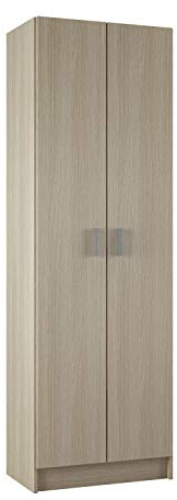 Dmora - Armadio multiuso 2 ante Salem, Mobile ausiliario, Porta scarpe con 3 ripiani, Scarpiera alta moderna, 59x37h180 cm, Rovere