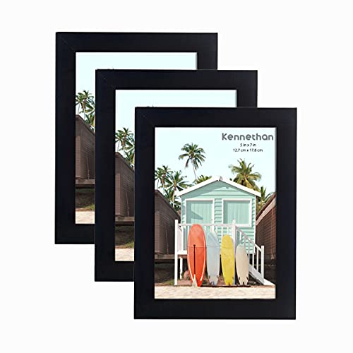 kennethan 3er-Set Fotorahmen, Schwarzer 13x18 cm MDF-Holzrahmen mit Acrylglas.(Schwarz, 13x18-3er Pack)