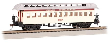 Bachmann Brown Wooden Historical Passenger Car - Train Carriage - Old Colony Railroad - H0 Scale - Tabletop - Natural Finish