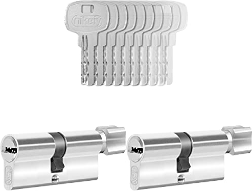 GERCAR 2 cilindros con pomo de cierre uniforme, 2 cilindros de cierre 35/35, incluye 10 llaves, 70 mm, cerradura de cilindro con función N+G, juego de 2 unidades, longitud: 70 mm A: 35 B: 35