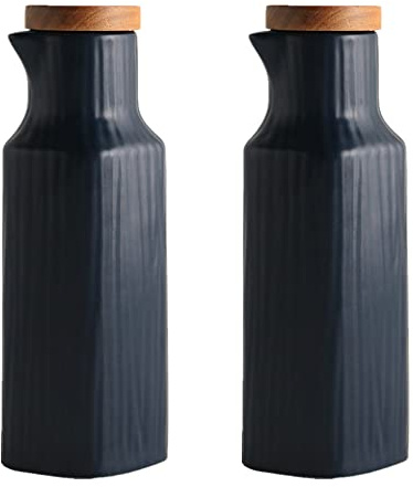 Lot de 2 Pot à Huile d'olive, Bouteilles pour Huile et Vinaigre, Céramique, 300ML