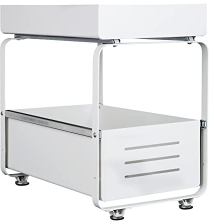 Belfoyer Rangement sous évier à 2 étages pour Cuisine, Organisateur de Tiroir Coulissant pour Cuisine/Salle de bain, Rangement Epices Cuisine, Multifonction (Blanc)