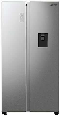 Fridgemaster MS91547DFE Freestanding American Side by side Door Fridge Freezer 547L, Metal Grey, Inverter compressor, Non-Plumbed Water Dispenser, 91 × 178.6 × 64.3 cm (W×H×D) Energy Rating E