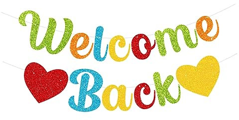 bng-bng Welcome Back Bunting Banner Colorful Welcome Home Back to School Decoration for Welcome Home Baby Shower Party School Return Party Classroom Decorations Supplies Multicolor