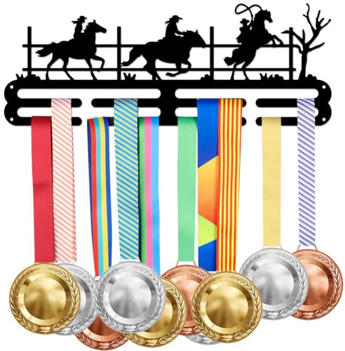SUPERDANT Lauf Medaillenhalter Sport Medaillen Aufbewahrung Reitsport Reitkunst Cowboy Lauf Medaillen Aufhänger Trophäen Präsentationsständer Seil Auszeichnungen Metall Geschenke für Sportler Kinder
