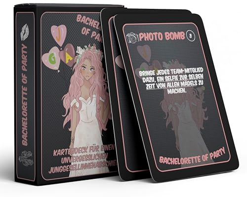 e-Row Bachelorette of Party - kreatives Frauen-JGA Kartenspiel mit vielen lustigen & unvergesslichen Aufgaben für den idealen Junggesellinnenabschied - 55 Karten (Keine peinlichen Aufgaben)