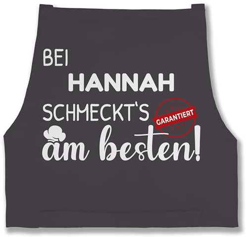 Schürze - Kochschürze - Bei Wunschname schmeckts am besten Garantiert I Geschenk mit Name Küche I Geschenk Hobbyköche - 85x69 - Anthrazit - personalisierte kochschuerze koch lustig schürzen