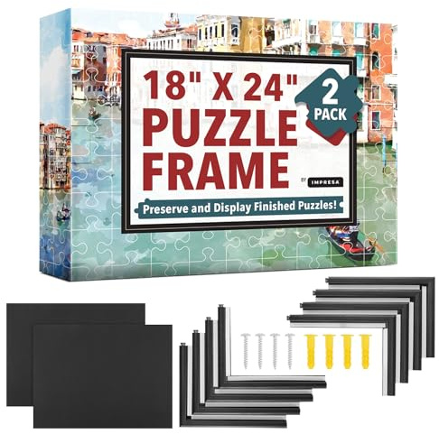 [2 Pack] Puzzle Frame Kit to Display Your Puzzles - Easy to Assemble Frames for Jigsaw Puzzles - Puzzle Mounting Kit with Screws - 18x24