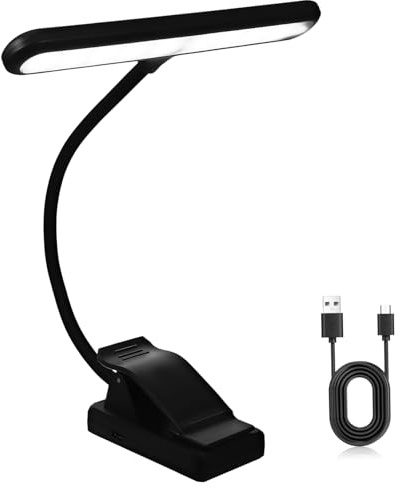 Toyvian Wiederaufladbare Buchleuchte mit Clip 27 Leds 6 Stufen Xy-2069 | 1000 Mah Akku, Kunststoffgehäuse in Schwarz, für Notenpult und Schreibtisch