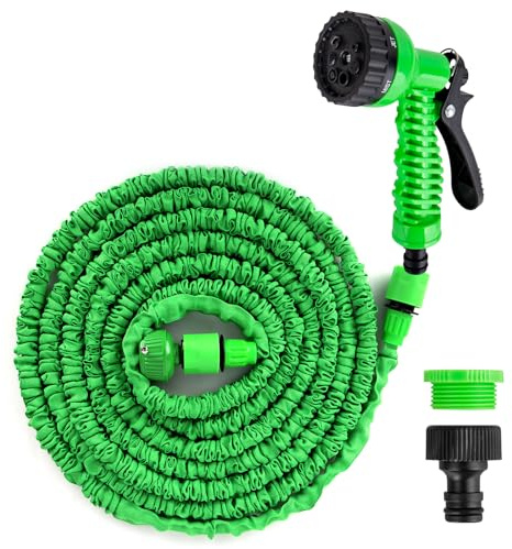 XTDMJ Garden Hose Pipe, 50FT Expanding Garden Hose with 7 Modes Water Spray Gun Hose with Nozzle Spray, 1/2, 3/4 Connector Fittings for Gardening, Car Washing