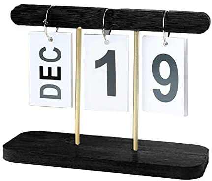 Träskrivbordskalender, Evighetsvändningskalender Trästående Skrivbordskalender Återanvändbar Dekorkalender För Hemmakontor(Svart)