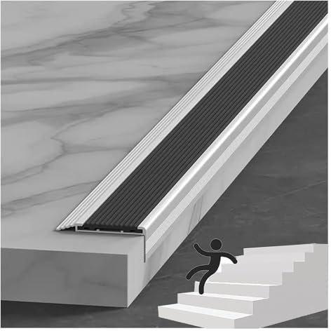 5/10/15/20-Pack-Set aus schwarzen Metall-Treppenkanten, geriffelten Treppenkanten-Übergangsstreifen, rutschfest für den Außenbereich, Marmor-/Fliesen-Treppenkantenschutz(Black-15 pcs,W5.5x2cm-L100cm)