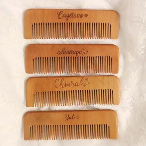 Benutzerdefinierter Name Baby Badekamm Babypflege Haarbürste Reiner Naturwolle Holzkamm Neugeborenen Massagegerät Babyparty Und Registrierungsgeschenk 17cm(70PCS)