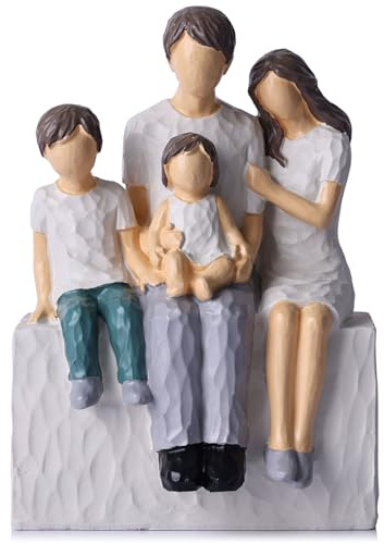 XMGZQ Familie mit 4 Figuren, Geschenke für Eltern, kleine Familienfiguren, Familien-Skulptur, bedeutungsvolle Schönheit für Muttertag, Mutter, Vater, Sohn, Tochter (Familie mit 4 Figuren)