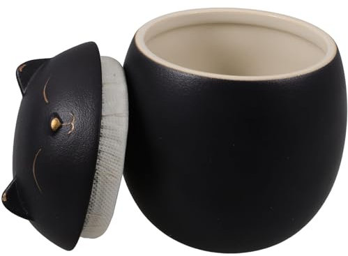 Ciieeo Barattolo Ceramica Gatto Contenitore Ermetico tè Design Elegante Casa Ufficio Coperchio Sigillante Conservare tè Fresco Motivo Gatto Decorativo capacità Ampia Forma Raffinata