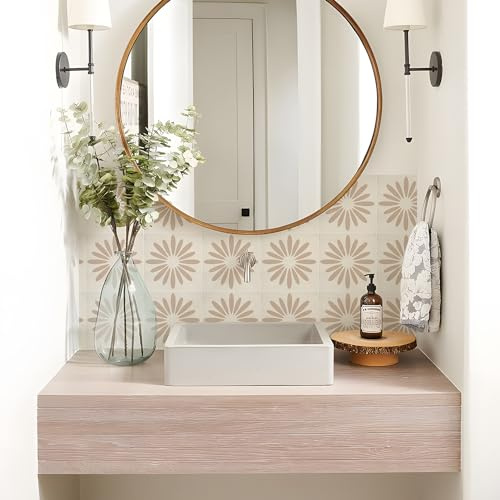 CIAODEKO Blumenfliesen Fliesenaufkleber Matte Textur Zuhause Aufkleber Vintage Wasserdicht Abnehmbar Wandbild DIY Badezimmer Küche Dekoration