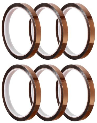 QUARKZMAN Hitzefestes Klebeband - 6 Stück Hochtemperatur-Übertragungsband Polyimid-Film Klebeband 10mm x 33m(108ft)