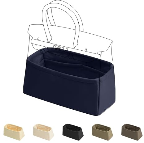 DGAZ Handväska organisatör, sideninnerficka för Birkin 20/25/30/35/40/45/50, silkeslen touch väskorganiserare shaper-insats (blå nuit, BK30)