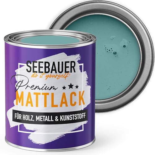 SEEBAUER diy Mattlack Türkis 750ml für Innen & Außen (No. 779 Tourqoise Dream) Möbelfarbe ohne Schleifen - Hybrid-Lack für Holz, Metall, Kunststoff - Holzlack, Möbellack hohe Deckkraft