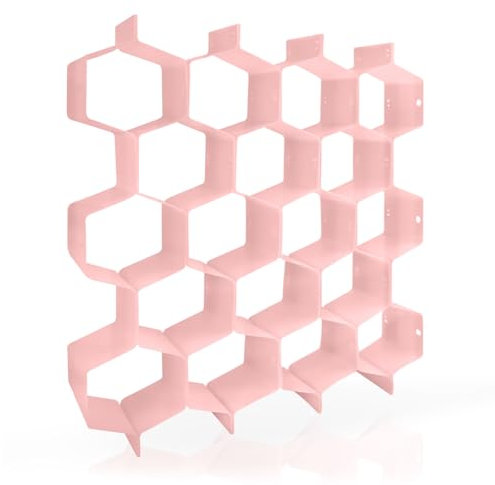 MultiValue Separatore a nido d'ape, 8 pezzi, creativo fai da te, organizer in plastica, cassetto regolabile, divisorio per calze, biancheria intima e forniture per ufficio (rosa)