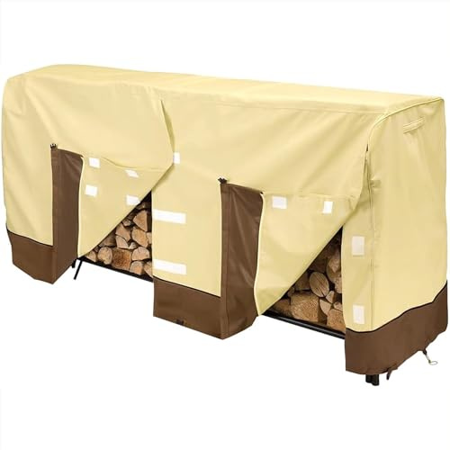 QYLTTDM Outdoor Firewood Rack Cover, 8 Ft 210D Oxford Waterproof Outdoor Protection Cover with Double Openable Front Flap for Indoor Outdoor Firewood Rack