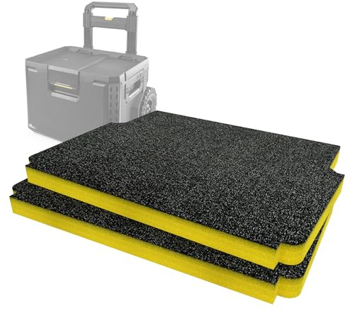 Shadow Foam Paquete de inserción compatible con Toughbuilt® StackTech Rolling Toolbox | Espuma de corte y pelado para organización de cajas de herramientas, Kaizen, 5S (amarillo, 30 mm)