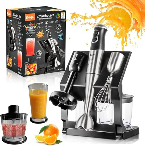 Batidora de mano 5 en 1 con accesorios, batidora de mano de 2 velocidades para cocina, batidor, picadora y taza