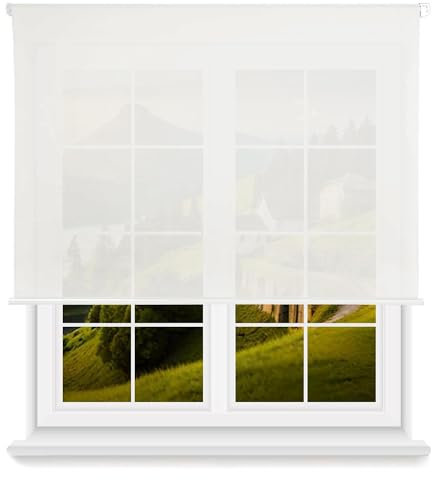 Estor Enrollable Translúcido Liso - Blanco Roto, 90 x 175cm (Ancho x Largo)/Tamaño de la Tela 87 x 170cm